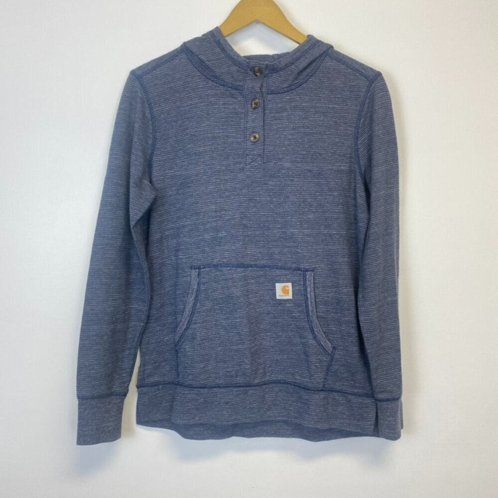 Carhartt Blue Long Sleeve Hooded Top with Front Pocket
